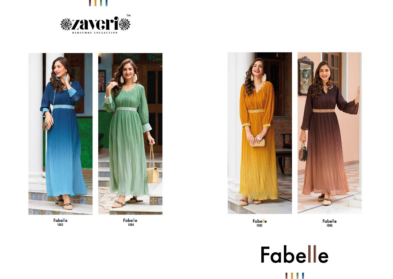 Zaveri Fabelle Shaded Fancy Designer Wholesale Party Wear Georgette Kurtis